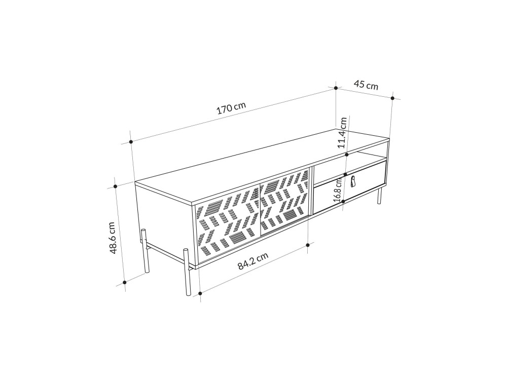 Houten TV-meubel "Dionysos" - 170 x 45 x 48 cm - Beige