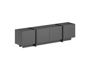 Houten TV-meubel "Lowen" - 180 x 35 x 46 cm - Antraciet / Zwart