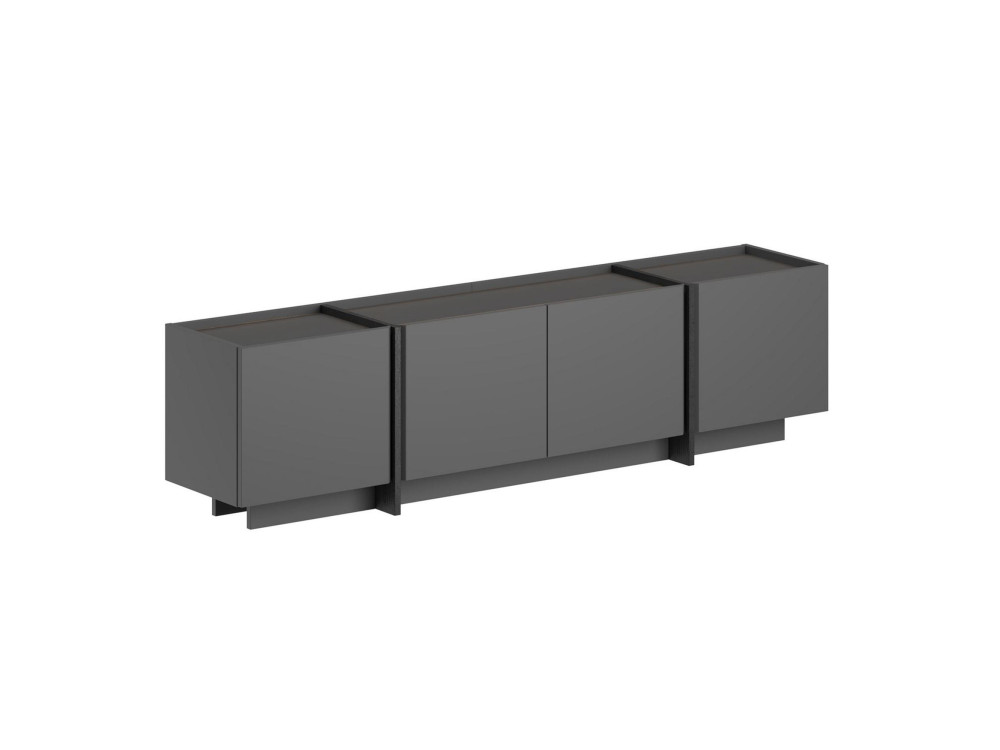 Houten TV-meubel "Lowen" - 180 x 35 x 46 cm - Antraciet / Zwart