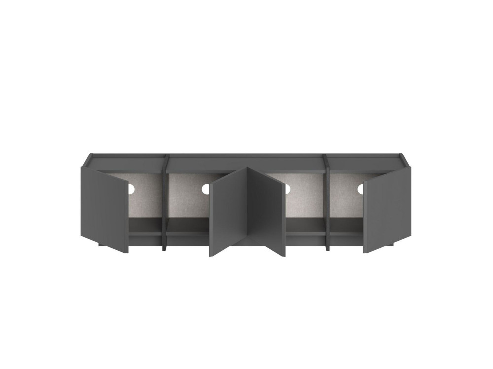 Houten TV-meubel "Lowen" - 180 x 35 x 46 cm - Antraciet / Zwart