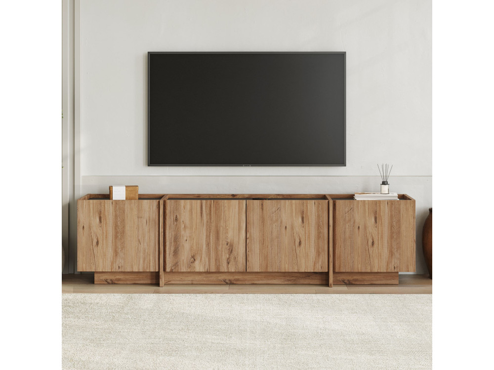 Houten TV-meubel "Lowen" - 180 x 35 x 46 cm - Atlantic Pine / Antraciet