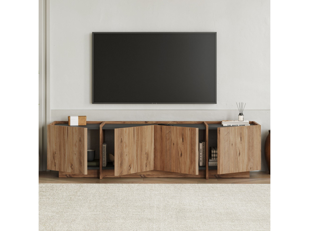 Houten TV-meubel "Lowen" - 180 x 35 x 46 cm - Atlantic Pine / Antraciet