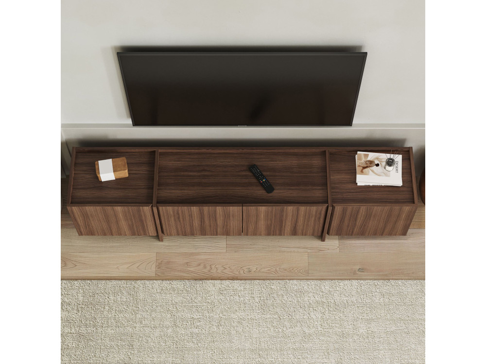 Houten TV-meubel "Lowen" - 180 x 35 x 46 cm - Walnoot Milano