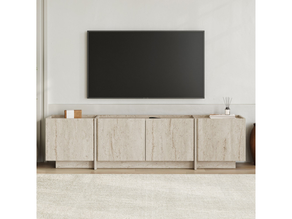 Houten TV-meubel "Lowen" - 180 x 35 x 46 cm - Travertin