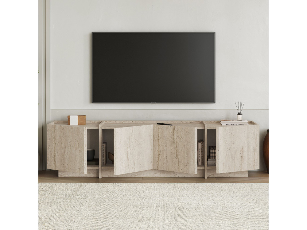 Houten TV-meubel "Lowen" - 180 x 35 x 46 cm - Travertin