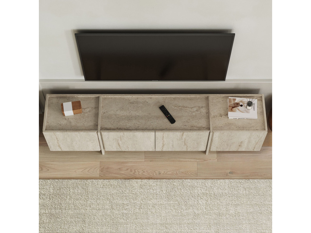 Houten TV-meubel "Lowen" - 180 x 35 x 46 cm - Travertin