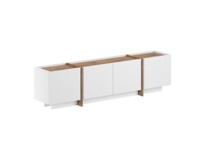 Houten TV-meubel "Lowen" - 180 x 35 x 46 cm - Wit / Atlantic Pine