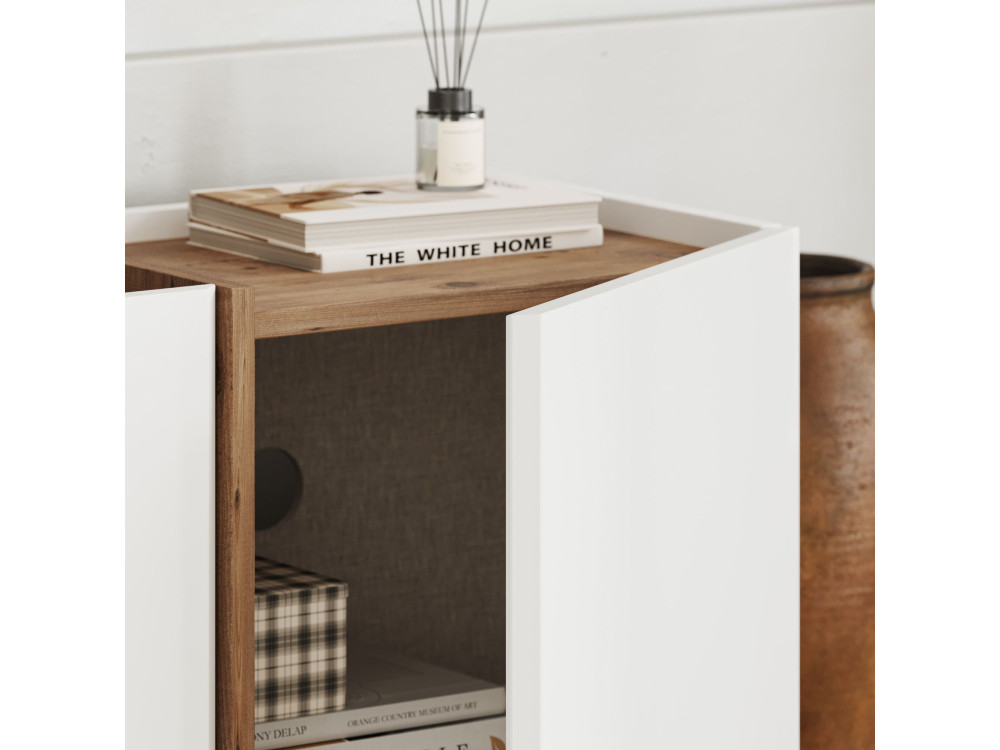 Houten TV-meubel "Lowen" - 180 x 35 x 46 cm - Wit / Atlantic Pine