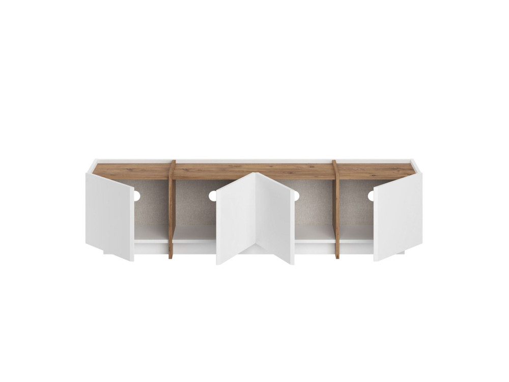 Houten TV-meubel "Lowen" - 180 x 35 x 46 cm - Wit / Atlantic Pine
