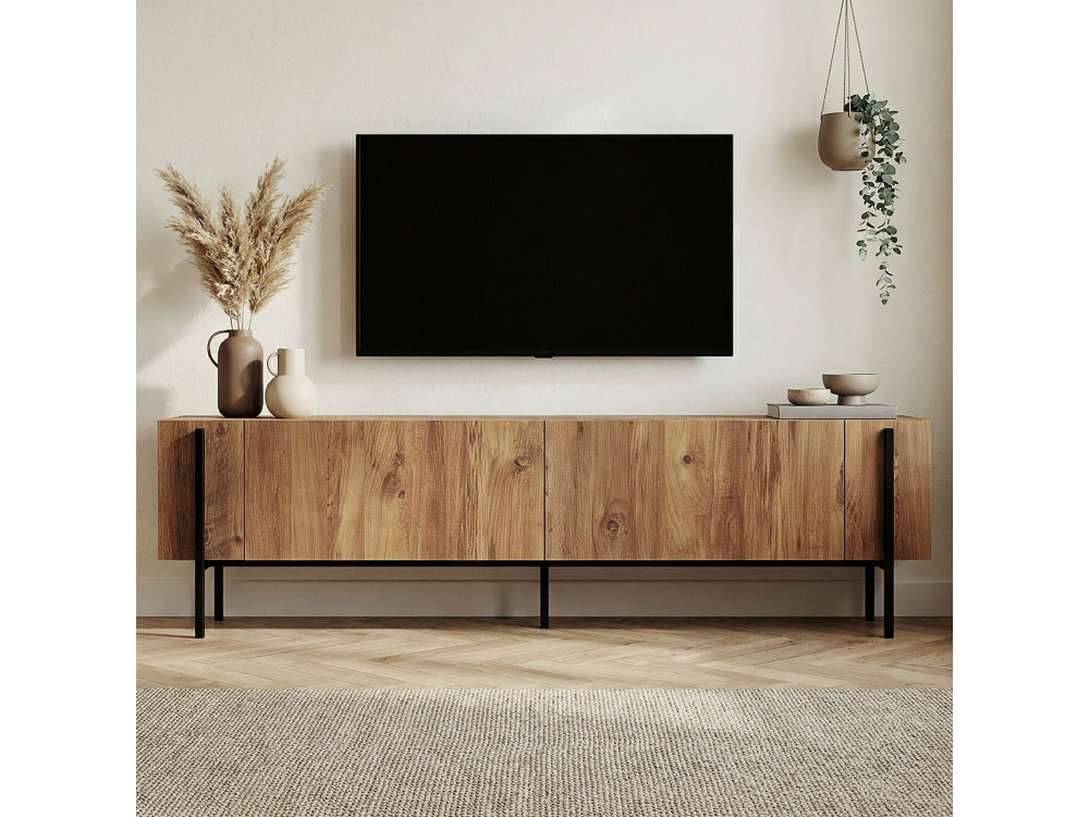 Houten TV-meubel Nexus - 180 x 30 x 45 cm - Atlantic Pine / Zwart