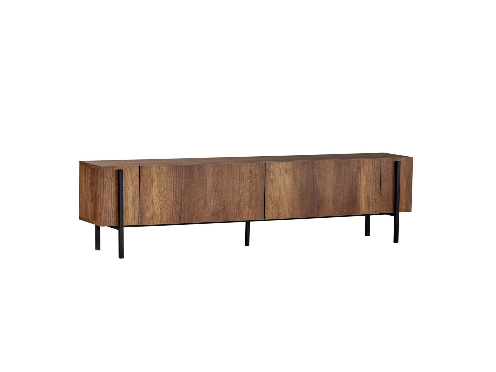 Houten TV-meubel Nexus - 180 x 30 x 45 cm - Walnoot Barok / Zwart