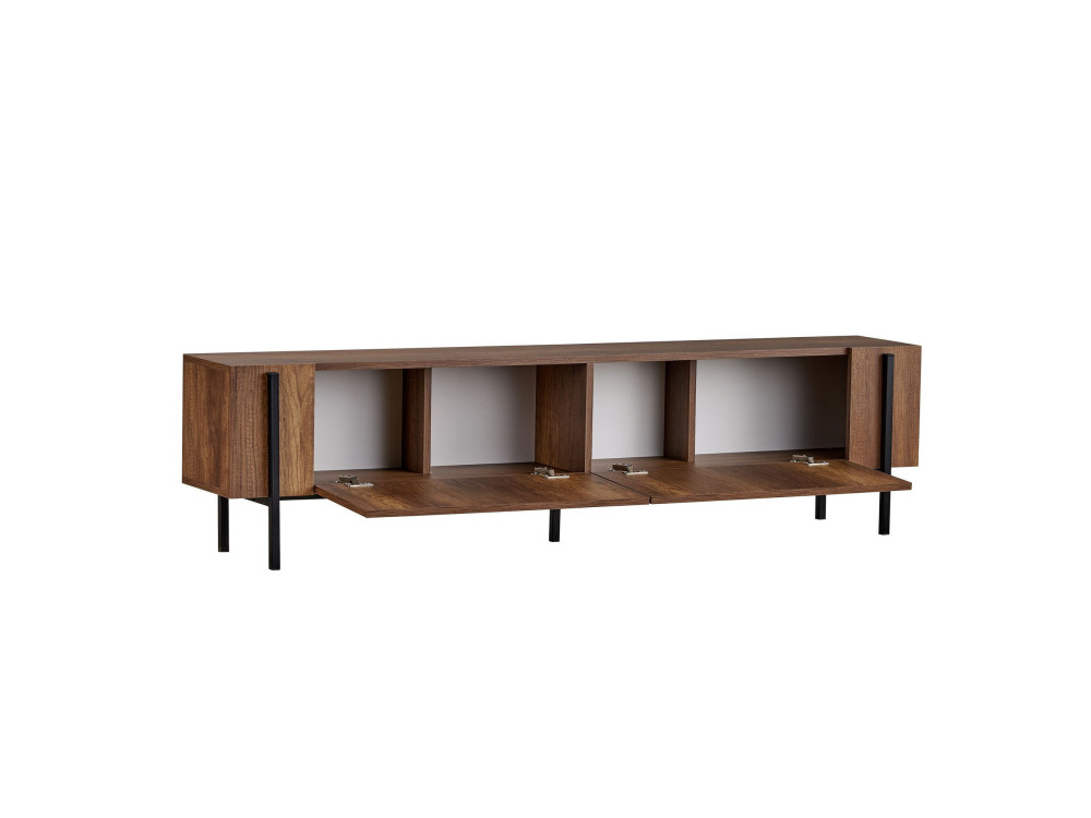Houten TV-meubel Nexus - 180 x 30 x 45 cm - Walnoot Barok / Zwart