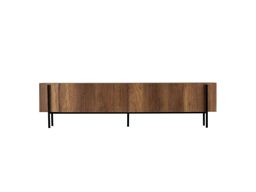 Houten TV-meubel Nexus - 180 x 30 x 45 cm - Walnoot Barok / Zwart