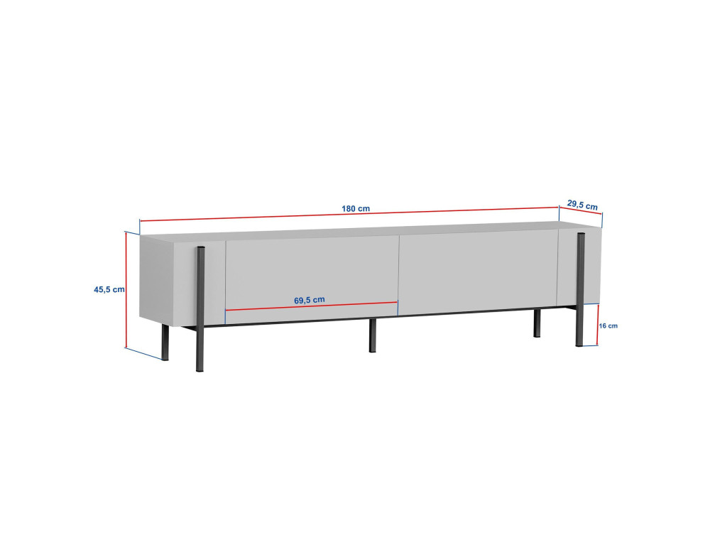 Houten TV-meubel Nexus - 180 x 30 x 45 cm - Walnoot Barok / Zwart