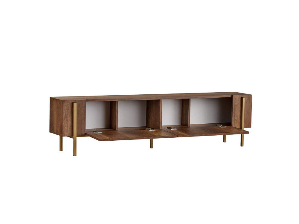 Houten TV-meubel Nexus - 180 x 30 x 45 cm - Goud Barok Noten