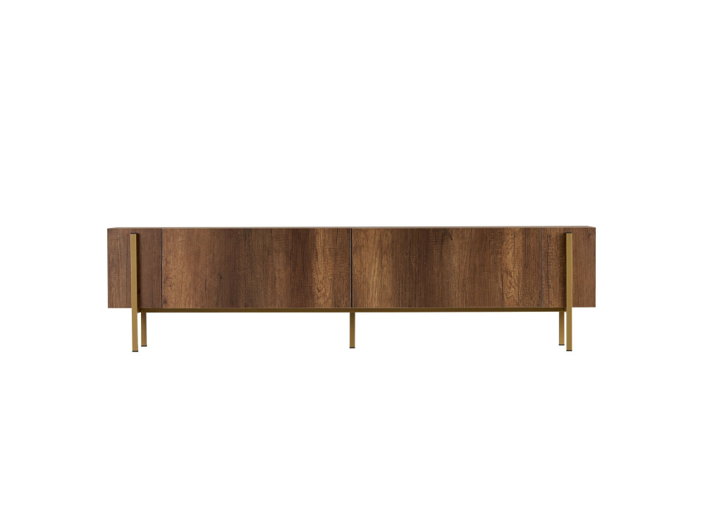 Houten TV-meubel Nexus - 180 x 30 x 45 cm - Goud Barok Noten