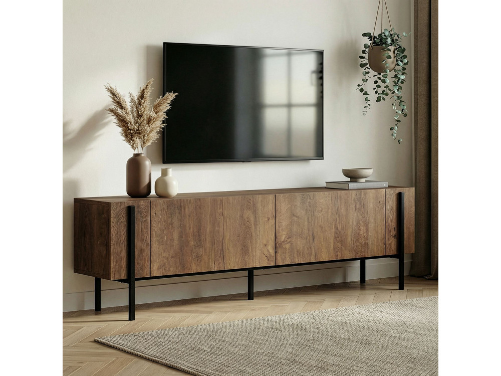 Houten TV-meubel Nexus - 180 x 30 x 45 cm - Kafka's Eik / Zwart