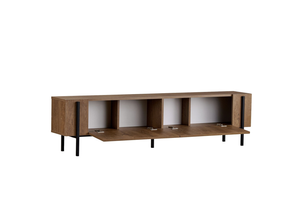 Houten TV-meubel Nexus - 180 x 30 x 45 cm - Kafka's Eik / Zwart