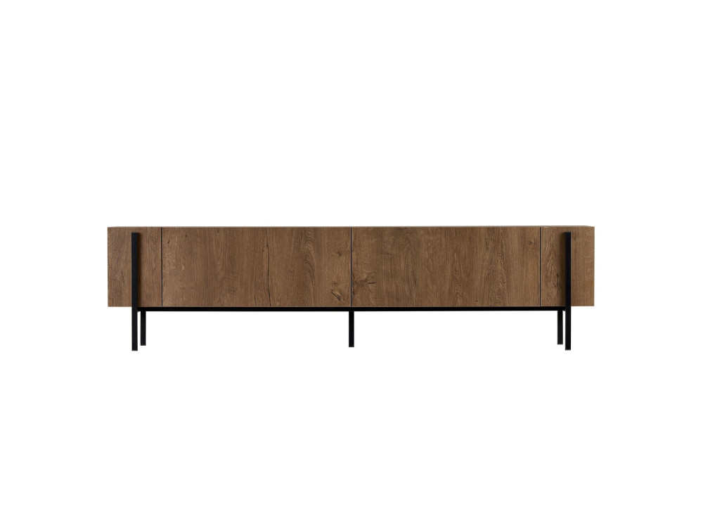 Houten TV-meubel Nexus - 180 x 30 x 45 cm - Kafka's Eik / Zwart