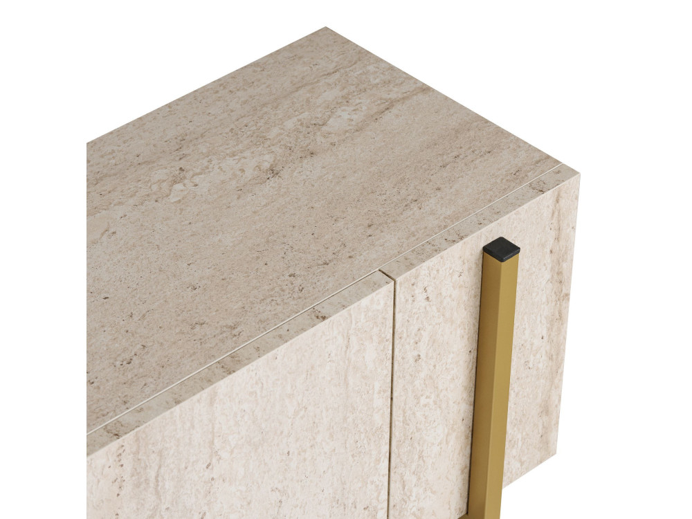 Houten TV-meubel Nexus" - 180 x 30 x 45 cm - Travertin / Goud