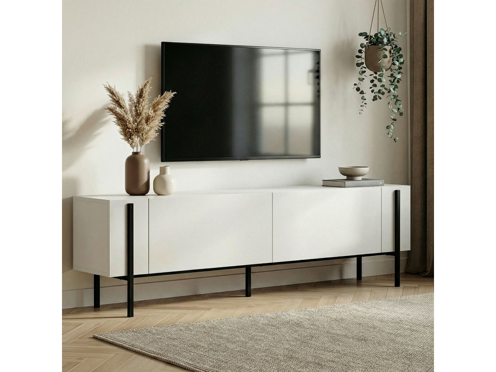 Houten Nexus" TV-standaard - 180 x 30 x 45 cm - Zwart / Zwart hout