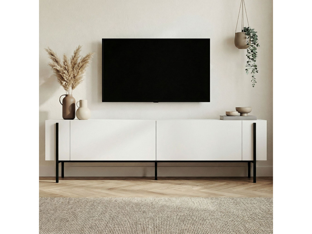 Houten Nexus" TV-standaard - 180 x 30 x 45 cm - Zwart / Zwart hout