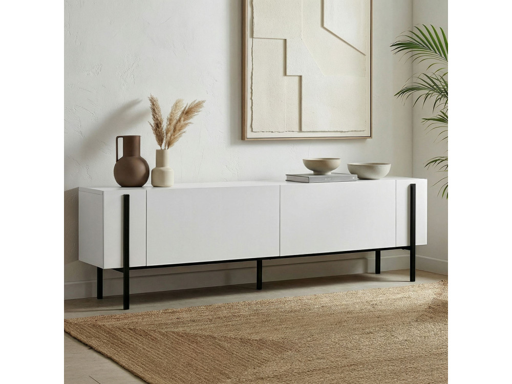 Houten Nexus" TV-standaard - 180 x 30 x 45 cm - Zwart / Zwart hout