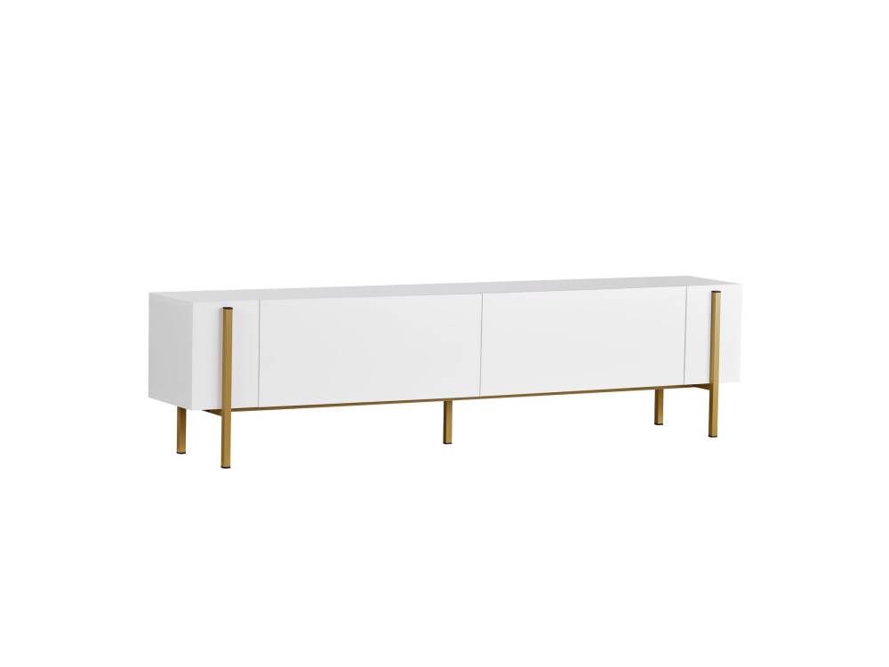 Houten Nexus" TV-standaard - 180 x 30 x 45 cm - Wit / Goud