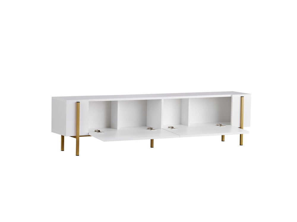 Houten Nexus" TV-standaard - 180 x 30 x 45 cm - Wit / Goud