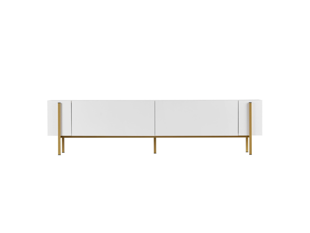 Houten Nexus" TV-standaard - 180 x 30 x 45 cm - Wit / Goud