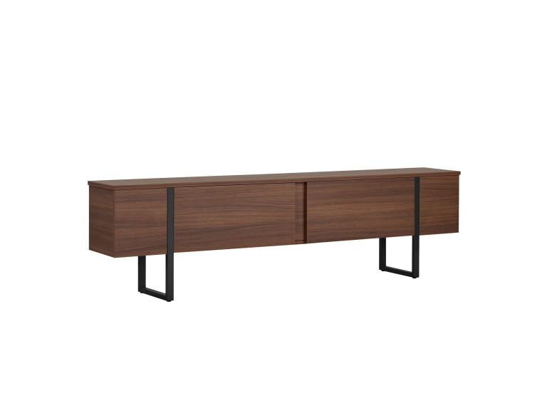 Onera" houten TV-meubel - 180 x 30 x 50 cm - Notelaar / Zwart