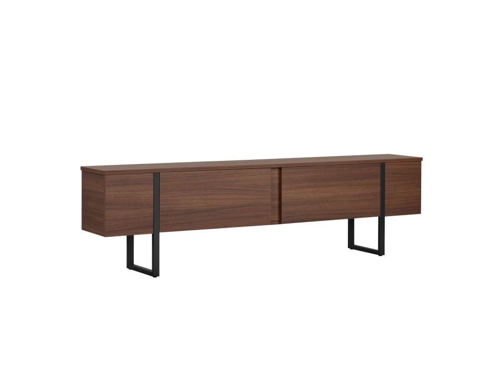 Onera" houten TV-meubel - 180 x 30 x 50 cm - Notelaar / Zwart