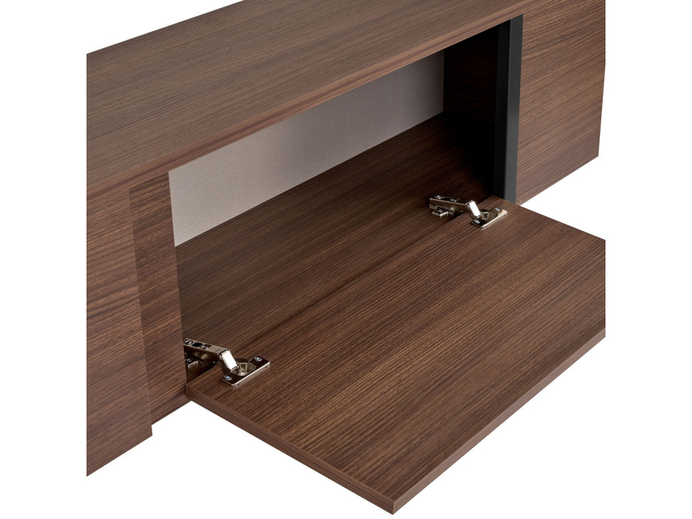 Onera" houten TV-meubel - 180 x 30 x 50 cm - Notelaar / Zwart