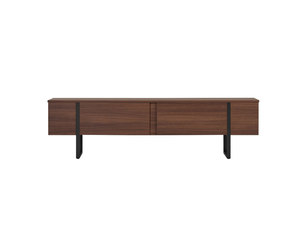 Onera" houten TV-meubel - 180 x 30 x 50 cm - Notelaar / Zwart