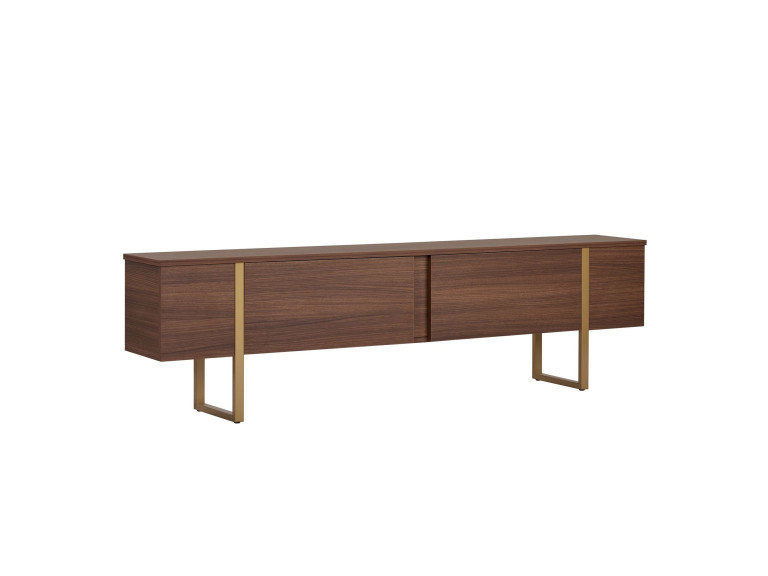 Onera" houten TV-meubel - 180 x 30 x 50 cm - Notelaar / Goud