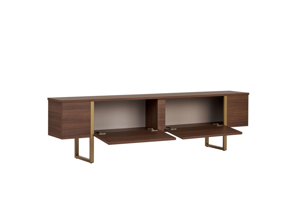 Onera" houten TV-meubel - 180 x 30 x 50 cm - Notelaar / Goud