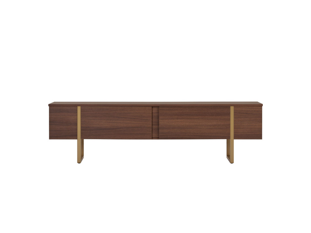 Onera" houten TV-meubel - 180 x 30 x 50 cm - Notelaar / Goud