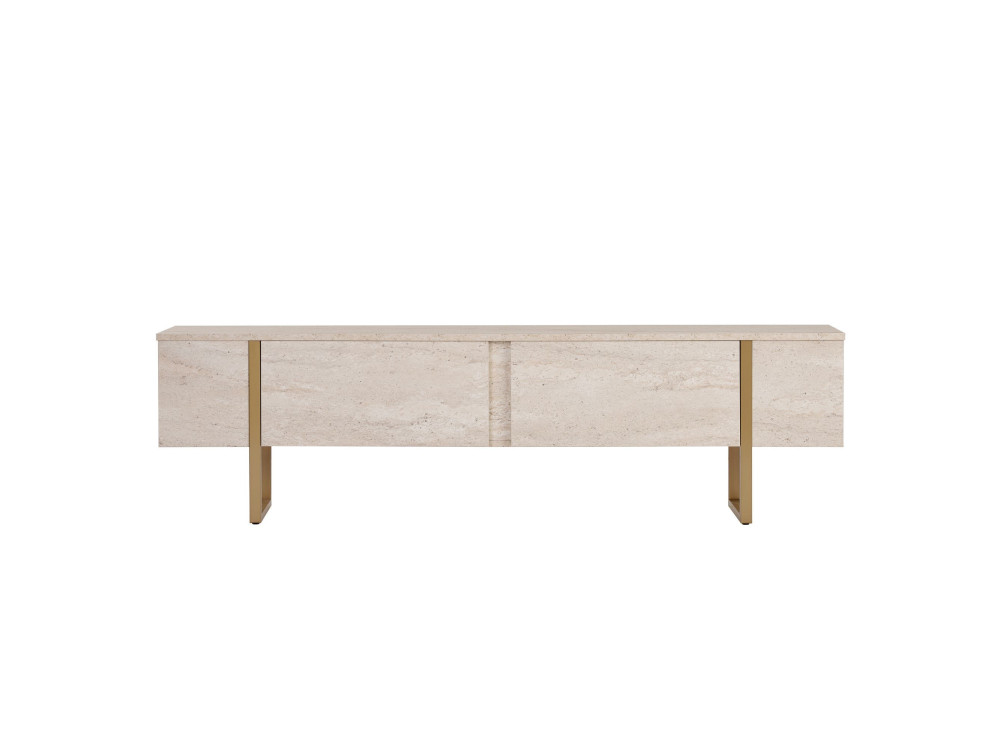 Onera" houten TV-meubel - 180 x 30 x 50 cm - Travertin / Goud