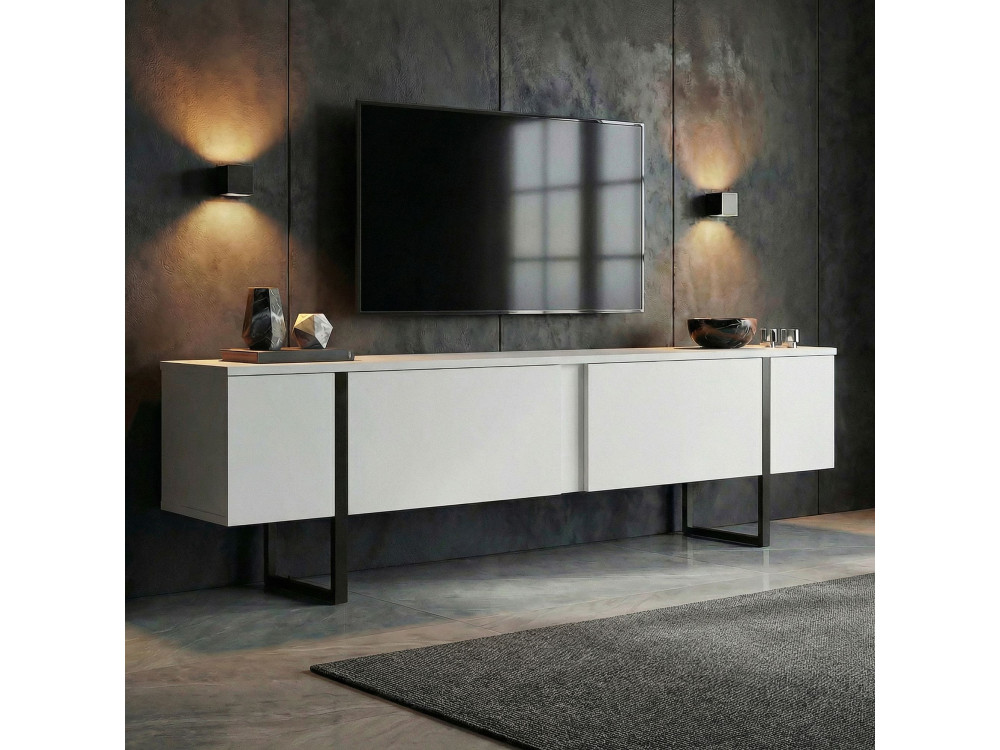 Onera" houten TV-meubel - 180 x 30 x 45 cm - WitZwart