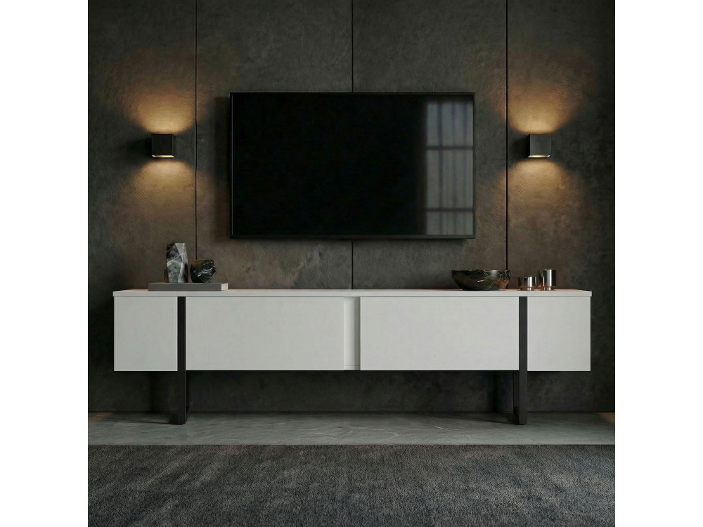 Onera" houten TV-meubel - 180 x 30 x 45 cm - WitZwart