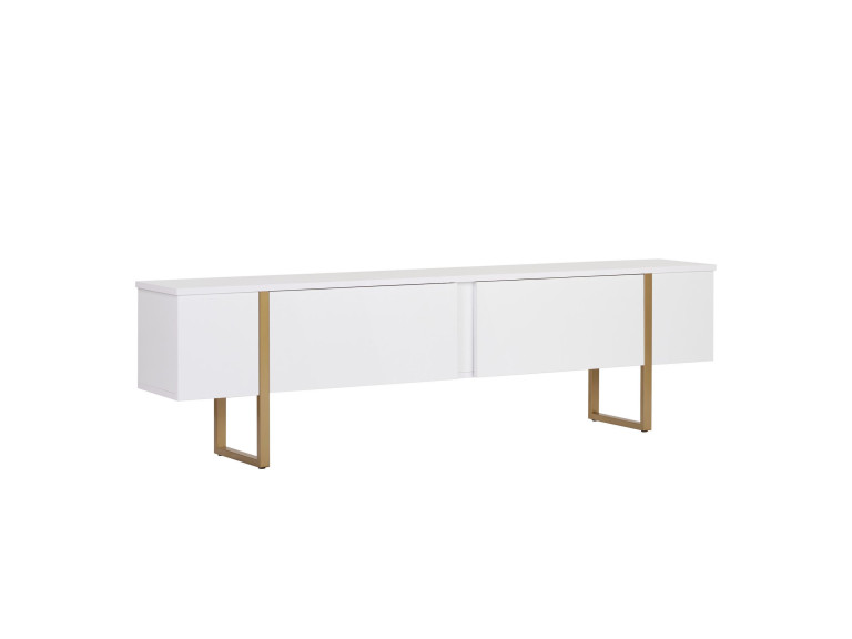Onera" houten TV-meubel - 180 x 30 x 50 cm - Wit / Goud
