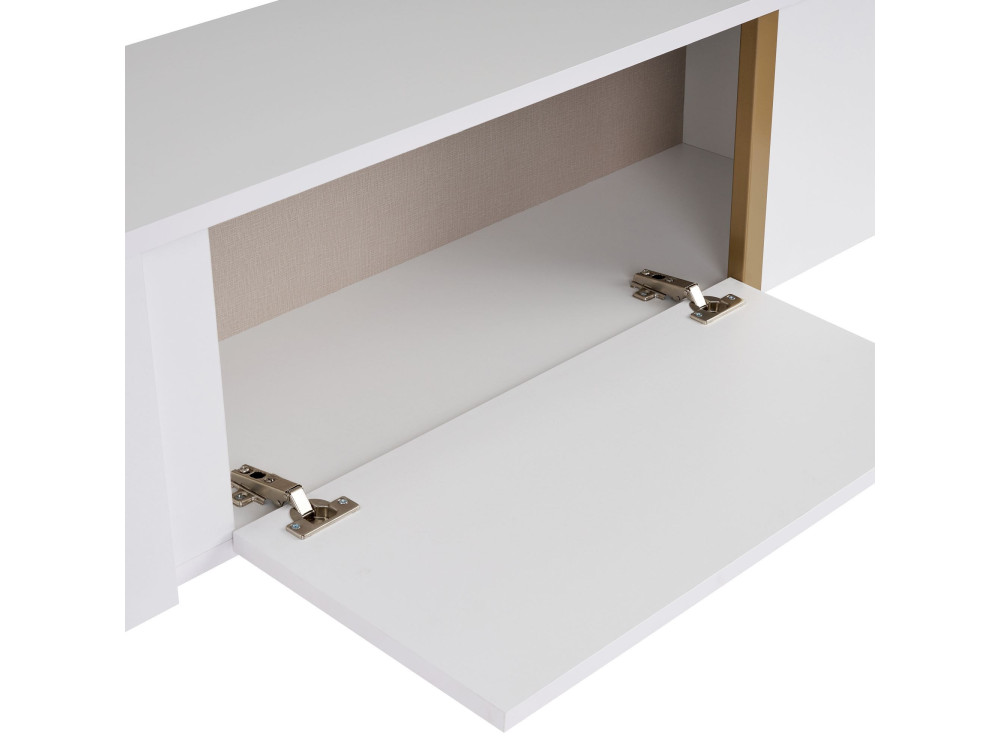 Onera" houten TV-meubel - 180 x 30 x 50 cm - Wit / Goud