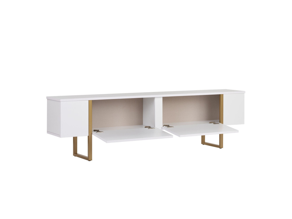 Onera" houten TV-meubel - 180 x 30 x 50 cm - Wit / Goud