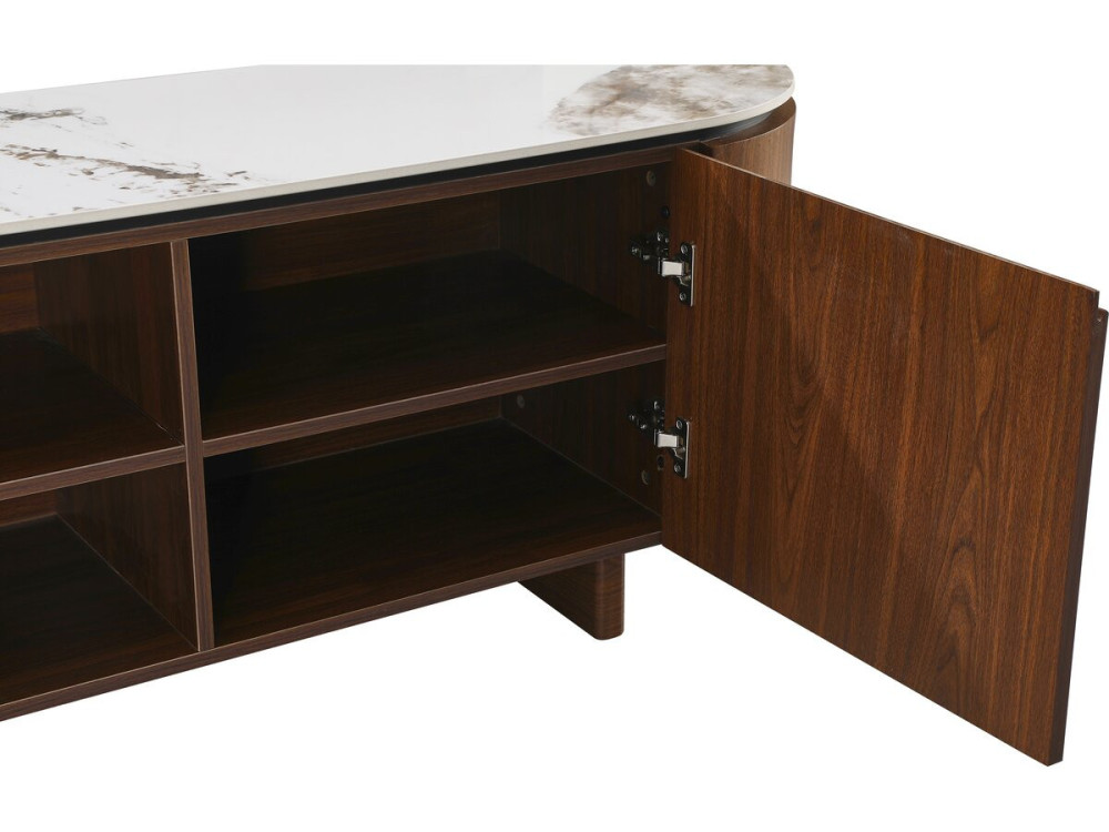 Houten TV-meubel "Stonea" met keramisch blad - 200 x 40 x 55 cm - Bruin