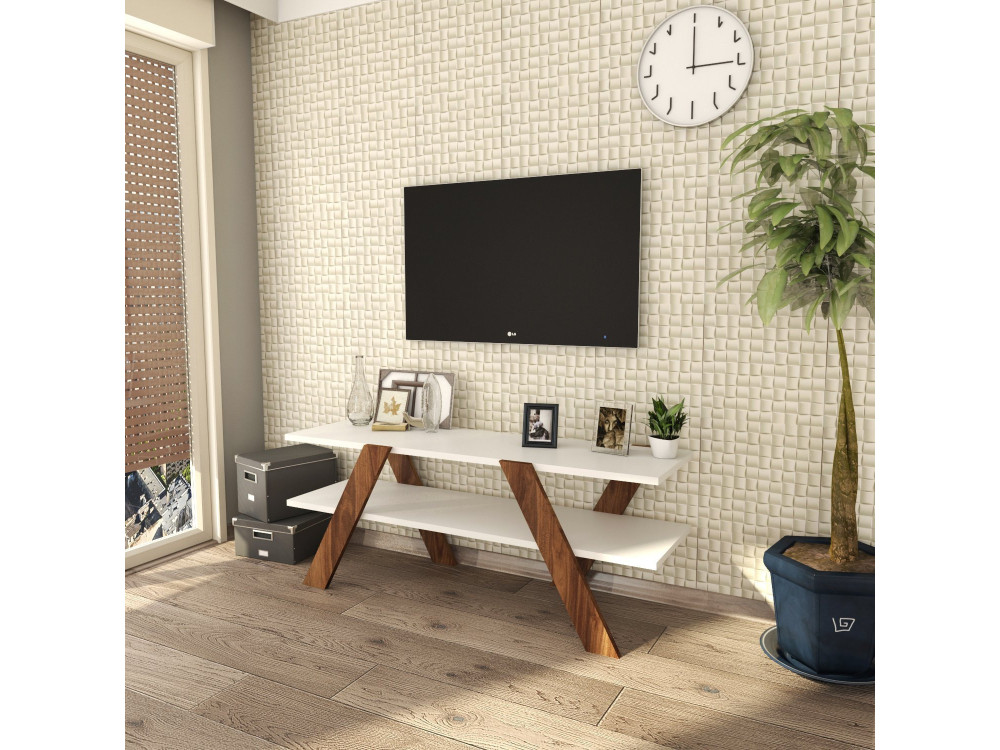 Houten TV-meubel "Basic" - 120 x 33 x 45 cm - Wit