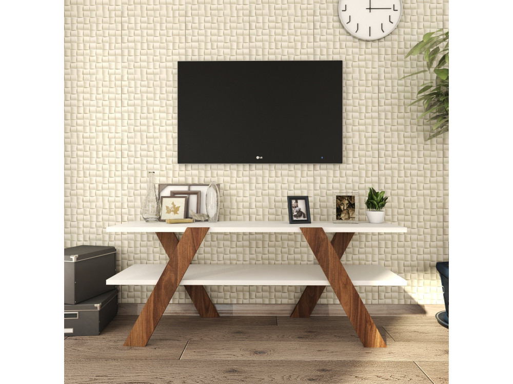 Houten TV-meubel "Basic" - 120 x 33 x 45 cm - Wit