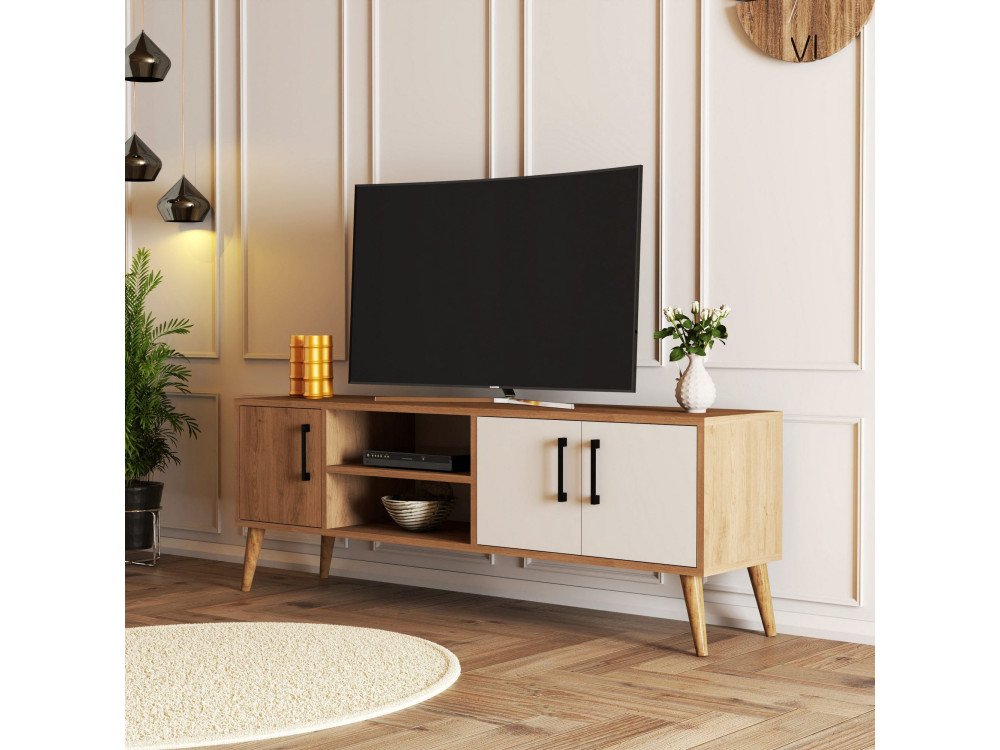 Houten TV-meubel "Exxen" - 150 x 34 x 52 cm - Wit