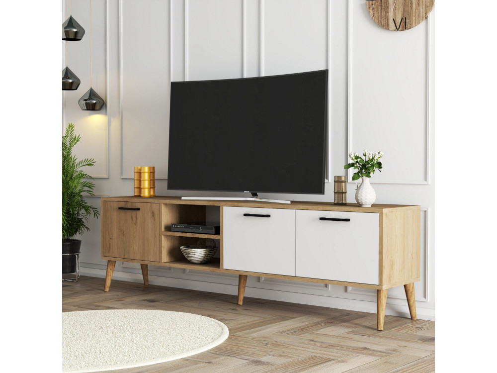 Houten TV-meubel "Exxen" - 180 x 35 x 53 cm - Wit