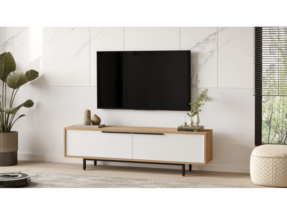 ON1-SW" houten TV-standaard - 160 x 35 x 45 cm - Wit