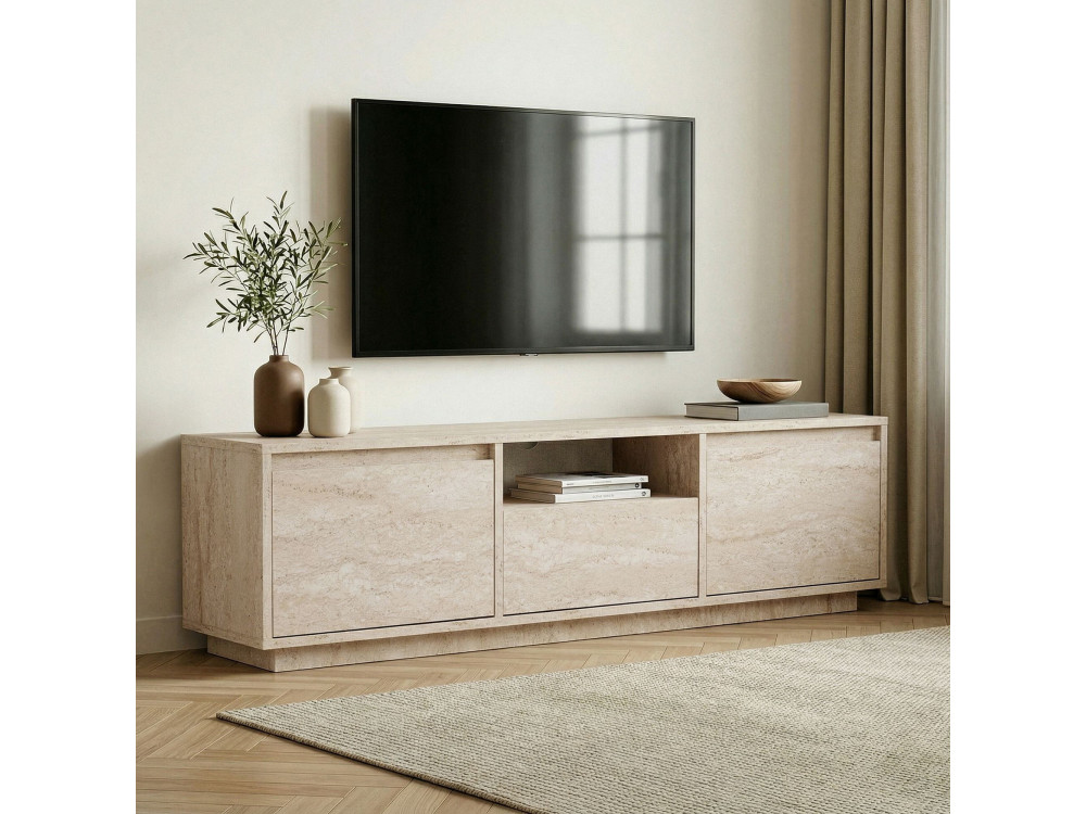Houten TV-meubel "Sentinel" - 160 x 30 x 42 cm - Travertin